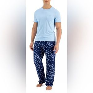 CLUB ROOM 2 Piece #1 Dad Pajama Lounge SET  T-Shirt & Pants Navy Blue Sz L
